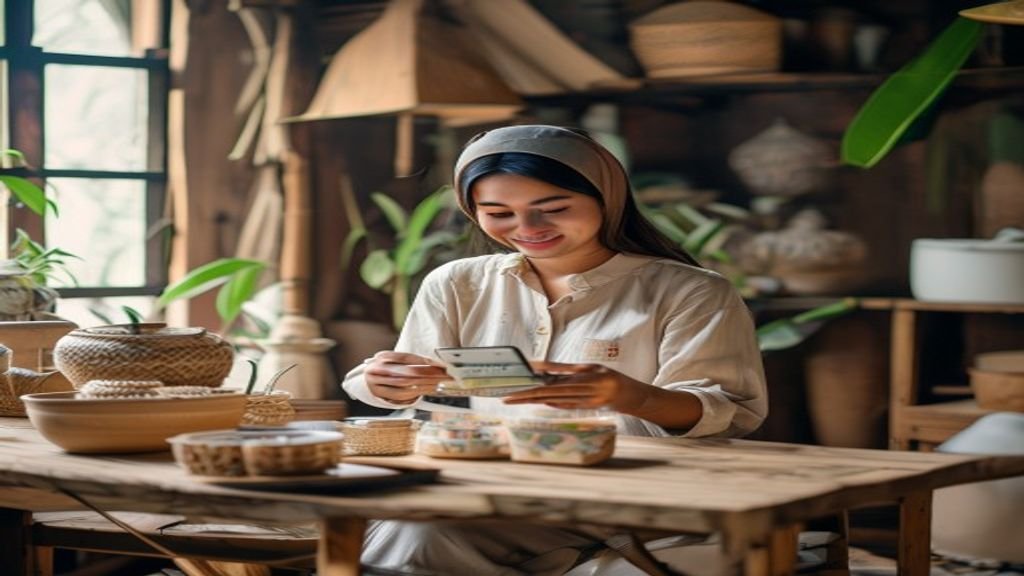 Ilustrasi ide bisnis modal kecil seperti kios makanan, layanan kebersihan, dan jualan online