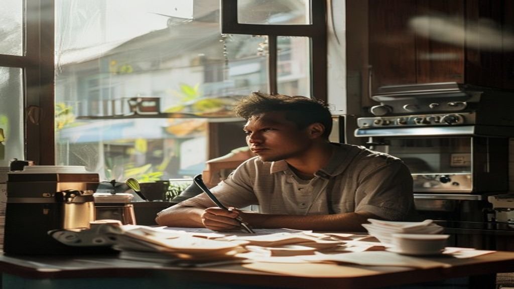 Ilustrasi ide bisnis modal kecil seperti kios makanan, jualan online, atau layanan kebersihan rumah