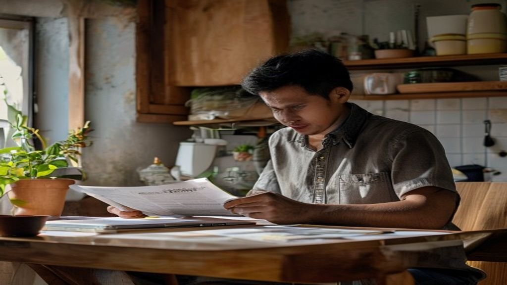 Ilustrasi ide bisnis modal kecil seperti toko online, jasa kebersihan, dan warung kopi dengan biaya investasi terbatas.
