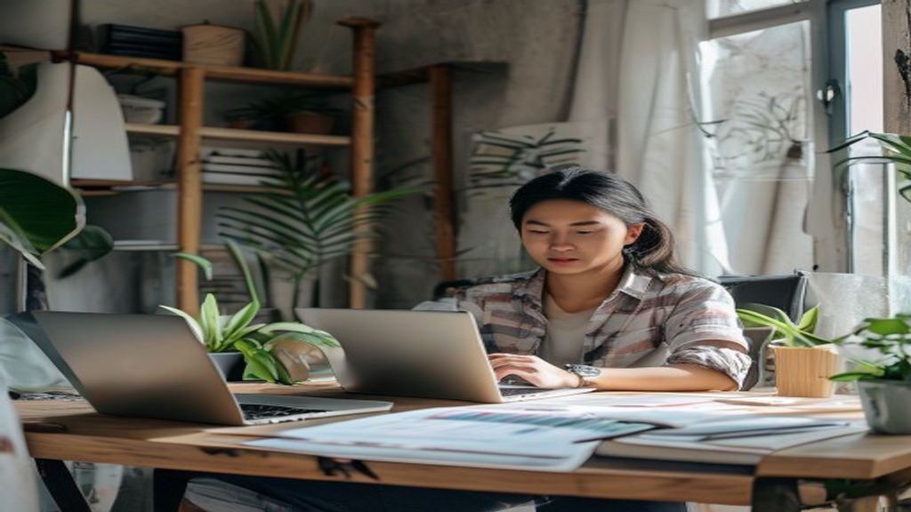 Ilustrasi beberapa ide bisnis dengan modal kecil, seperti jualan makanan rumahan, dropshipping, dan layanan kebersihan