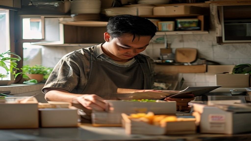 Ilustrasi ide bisnis modal kecil: usaha rumahan, jualan online, atau warung kopi dengan investasi minimal