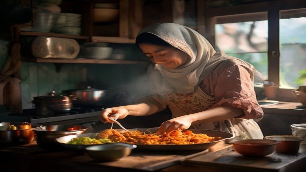 Ilustrasi ide bisnis modal kecil seperti kios makanan, toko online, dan layanan kebersihan untuk pemula