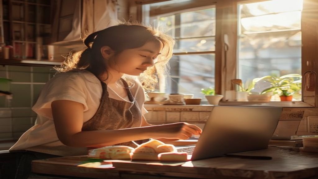 Ilustrasi ide bisnis modal kecil: katering rumahan, kerajinan tangan, atau toko online dengan investasi minim