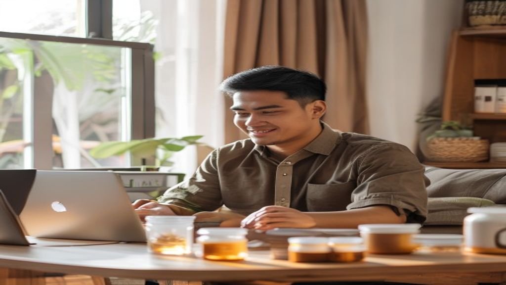 Ilustrasi ide bisnis modal kecil seperti kios makanan, jasa desain grafis, dan penjualan online