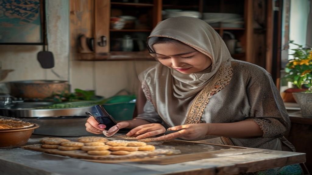 Ilustrasi ide bisnis modal kecil seperti kios makanan, jualan online, atau kerajinan tangan dengan investasi minimal.