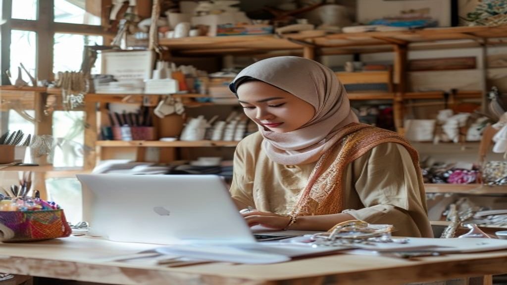 Ilustrasi kreatif ide bisnis modal kecil: usaha makanan rumahan, jasa digital, atau toko online dengan investasi minim