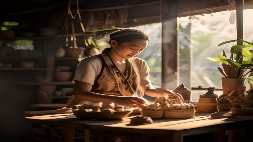 Ilustrasi ide bisnis modal kecil: warung kopi, laundry, jualan keripik, dan usaha online dengan modal minimal