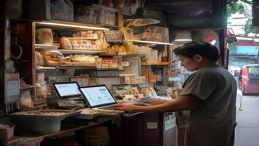 Ilustrasi ide bisnis modal kecil: usaha rumahan, jual makanan ringan, atau dropship dengan investasi minim.