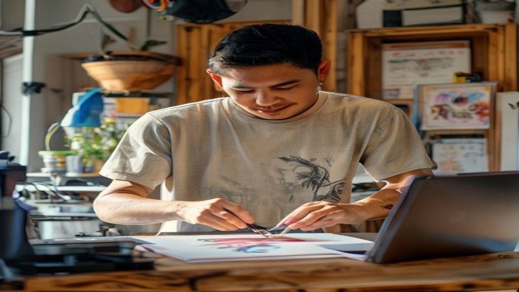 Ilustrasi ide bisnis modal kecil: kios pakaian bekas, layanan katering rumahan, atau jualan barang handmade