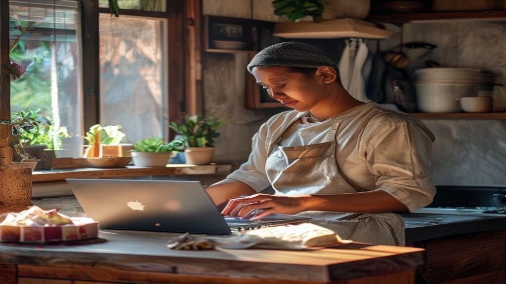 Ilustrasi ide bisnis modal kecil seperti warung kopi, jualan online, atau usaha kerajinan tangan.