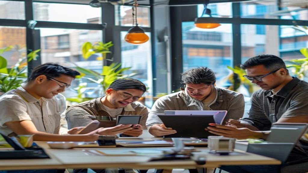 Ilustrasi ide bisnis modal kecil seperti warung kopi, jualan online, dan kerajinan tangan untuk memulai usaha