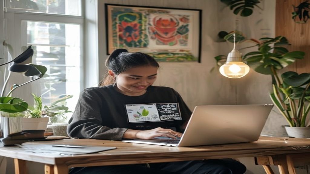 Ilustrasi ide bisnis modal kecil seperti warung kopi, layanan kebersihan, dan penjualan online.