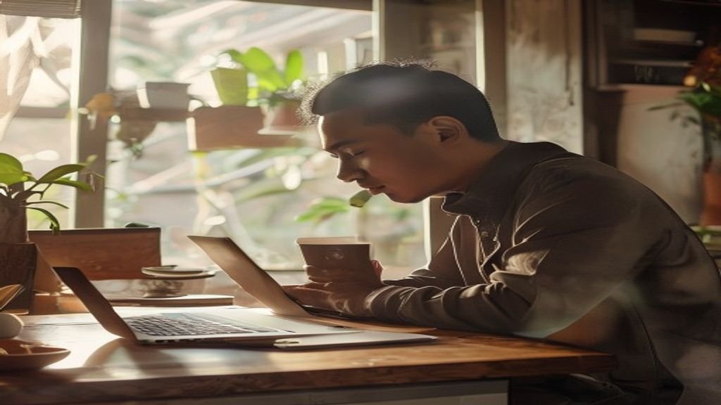 Ilustrasi ide bisnis modal kecil dengan contoh toko online, warung kopi, dan layanan kebersihan.
