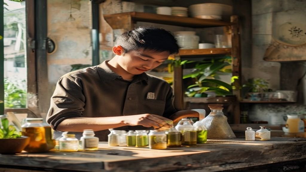 Ilustrasi ide bisnis modal kecil seperti kios makanan, layanan kebersihan, atau toko online dengan investasi rendah.
