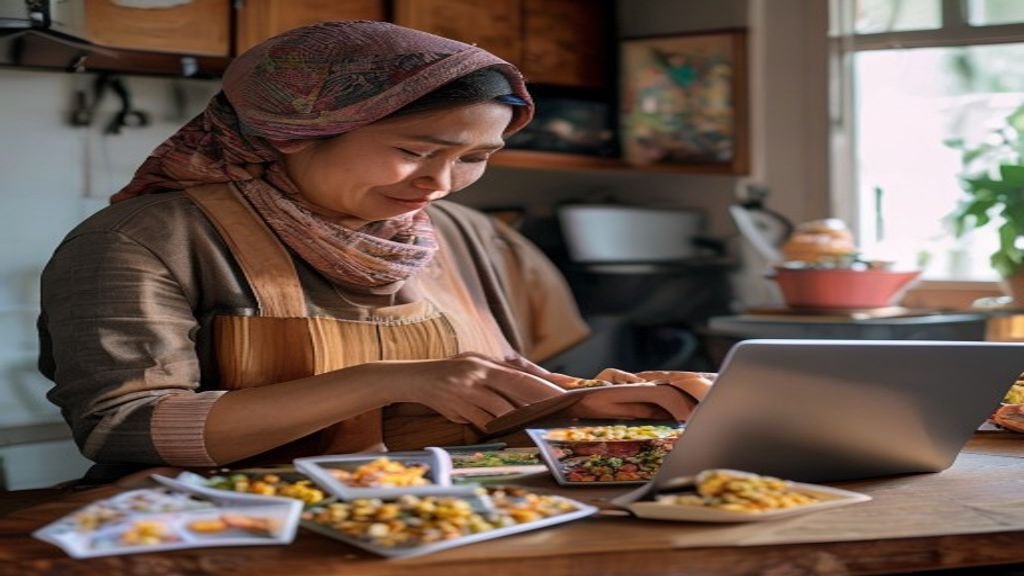 Ilustrasi ide bisnis modal kecil: usaha rumahan, online shop, dan kios makanan dengan investasi minimal.