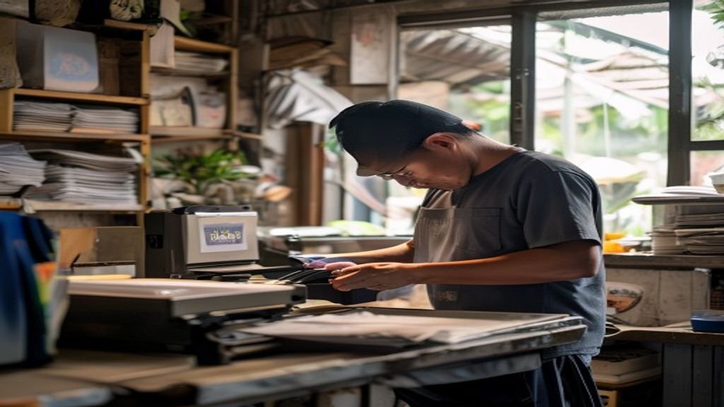Ilustrasi ide bisnis modal kecil: usaha katering rumahan, toko online, atau layanan kebersihan dengan investasi rendah
