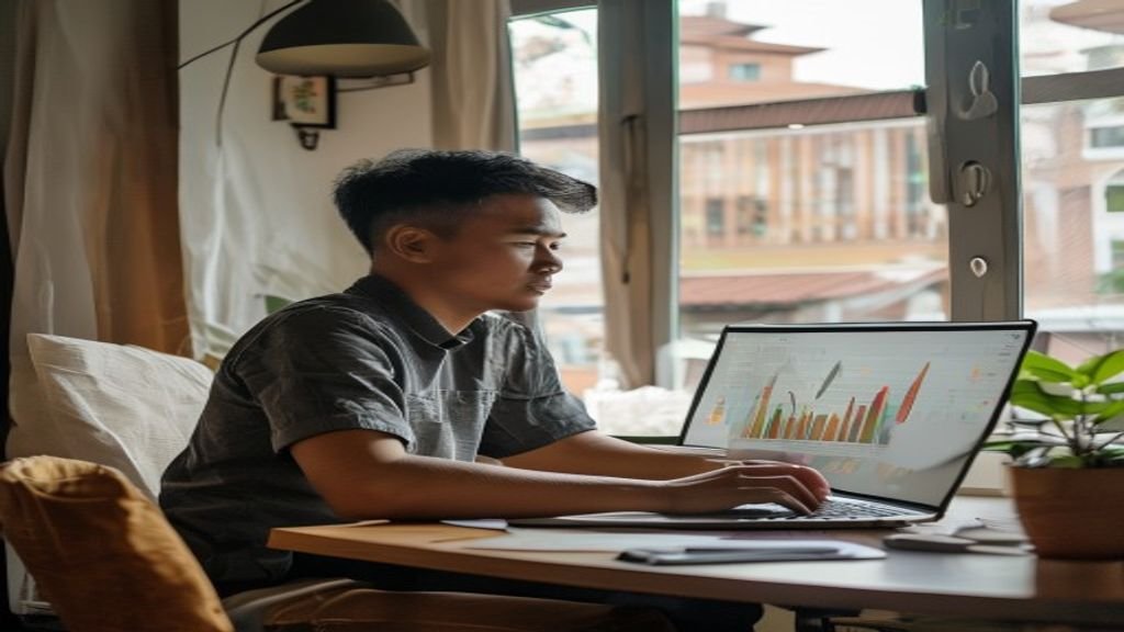 Ilustrasi beberapa ide bisnis modal kecil seperti kios makanan, layanan kebersihan, dan penjualan online