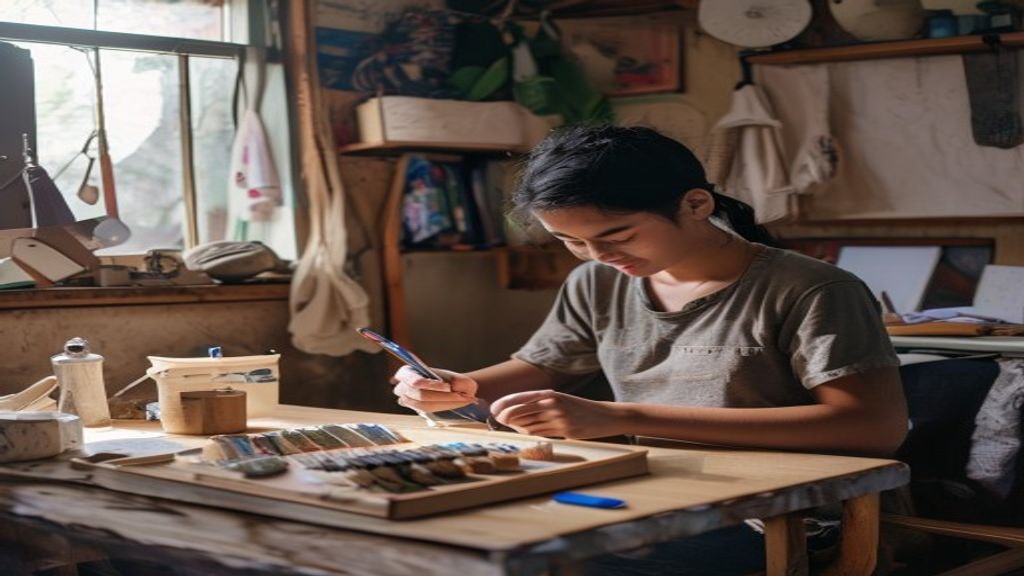 Ilustrasi ide bisnis modal kecil seperti kios kopi, jualan online, dan layanan kebersihan untuk pemula