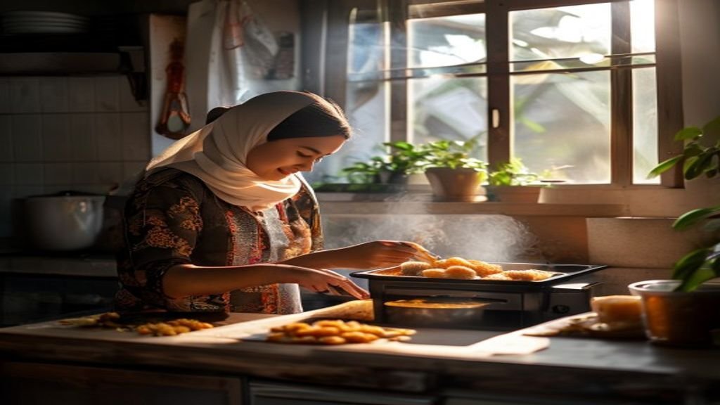 Ilustrasi ide bisnis modal kecil seperti kios makanan, jualan online, dan layanan kebersihan bagi pemula