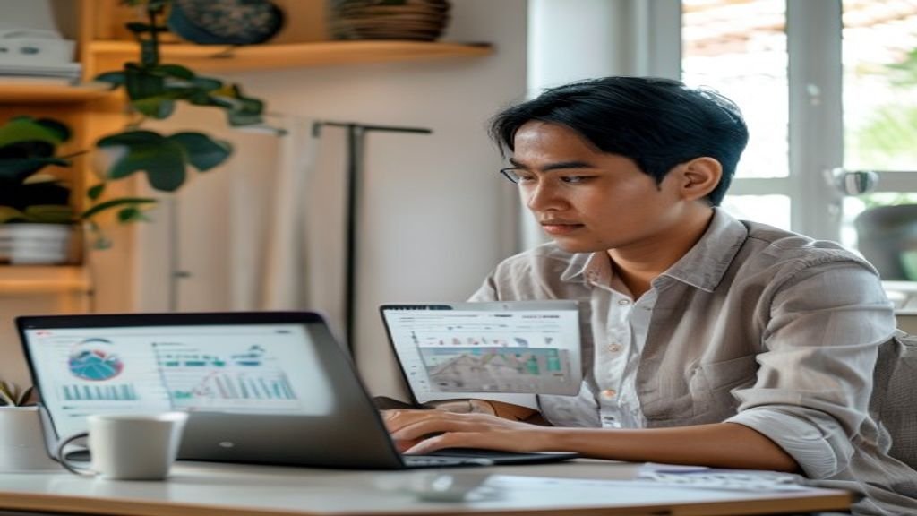Ilustrasi ide bisnis modal kecil: warung kopi sederhana, kerajinan daur ulang, layanan kebersihan rumah.